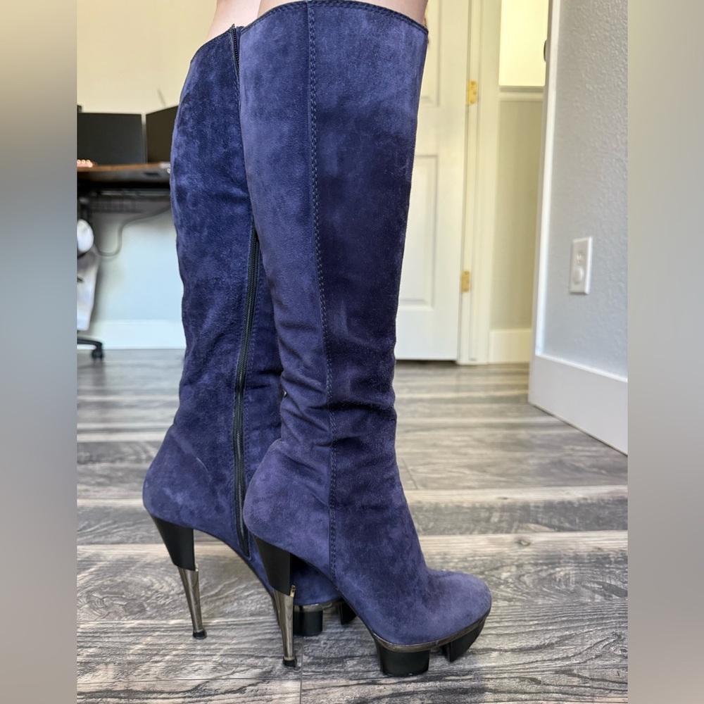 Gianmarco Lorenzi Purple Knee-High Boots